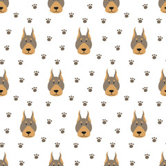 Obraz premium Seamless pattern with cartoon dogs on the white background.