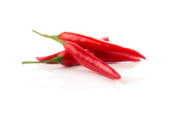 fresh red chili on white background