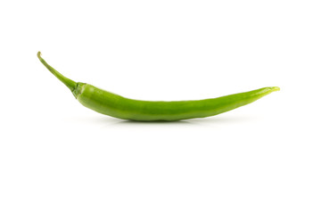 fresh green chili on white background