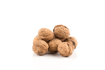 Walnut nut on white
