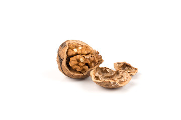 Walnut nut on white
