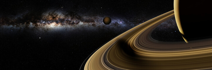 Saturn's moon Enceladus casts a long shadow on planet Saturn's rings  © dottedyeti