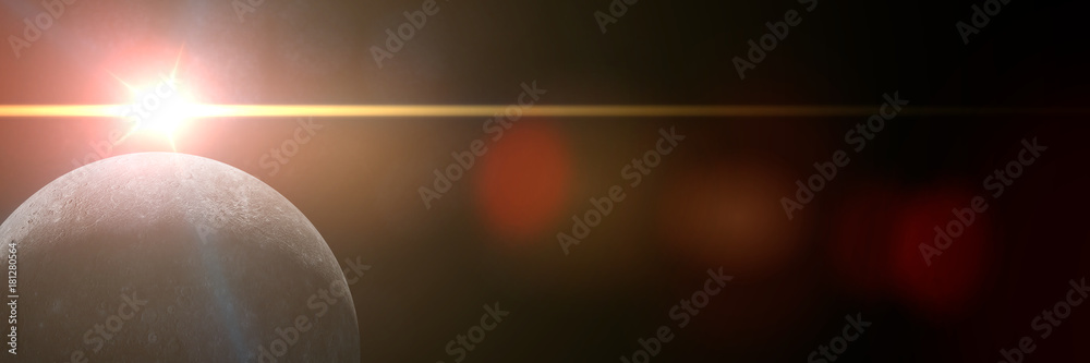 Wall mural sunrise over planet mercury