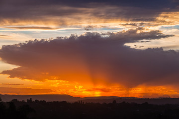 Fototapeta na wymiar Scenic Sundown Horizon Clouds Colors Landscape