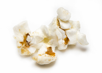Popcorn isolated on a white background. Closeup