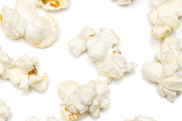 Popcorn isolated on a white background. Closeup