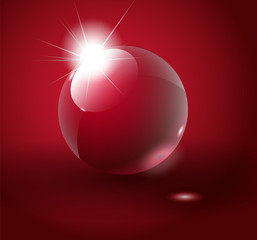 Shiny red ball vector. Transparent vector object for design, layout