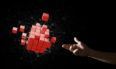 Idea of new technologies and integration presented by cube figure