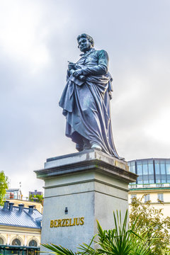 A statue of the Swedish chemist J&ouml;ns Jacob Berzelius in Stockholm, Sweden
