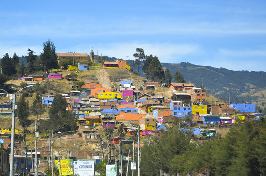 The colored houses in Ubate, Colombia, south america