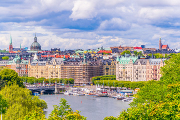 Aerial view of Stockholm from the skansen museum.