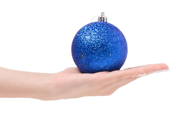 Christmas decoration blue Christmas tree toy  in hand