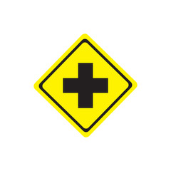 Obraz premium Warning sign at the intersection.