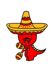 mustache schnurrbart mexikaner sombrero rasseln musik party südamerika t-rex rex böse fressen fleischfresser süß niedlich klein kinder groß comic cartoon dinosaurier saurier dino