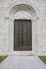 Fototapeta na wymiar view of the exterior facade of the church of Sant'Andrea apostle in Venzone, Friuli, Italy 