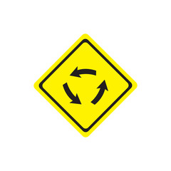 Roundabout crossroad road traffic sign