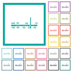 Radio tuner flat color icons with quadrant frames