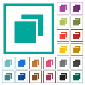 Overlapping elements flat color icons with quadrant frames