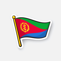 Fototapeta premium Vector illustration. Flag of Eritrea. Countries in Africa. Location symbol for travelers. Isolated on white background. Cartoon sticker with contour. Decoration for greeting cards, patches, prints