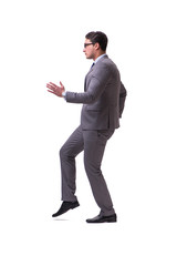 Puppet businessman isolated on white background