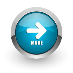 More blue silver metallic chrome border web and mobile phone icon on white background with shadow