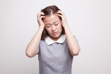 Naklejka premium Young Asian woman got sick and headache.