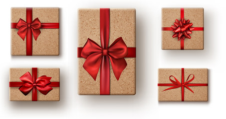 Christmas gift boxes with bows.