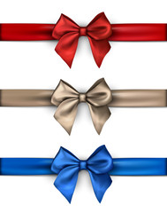 Colorful satin bows isolated on white.