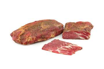 ham on a white background