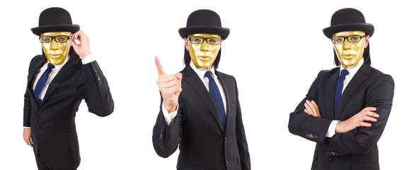 Man with mask isolated on white