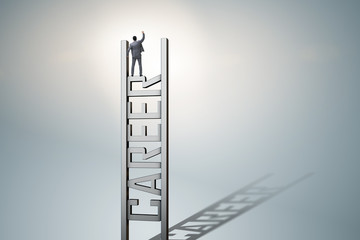 Businessman in career ladder concept