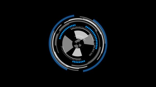 4K Animation circle rotation HUD Head up display interface for cyber futuristic technology concept with alpha matte