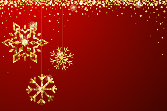 Gold Red Sparkle Ornaments Background Border Vector 1