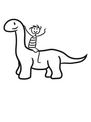 junge spaß reiten spielen freunde pferd langhals hals lang süß niedlich klein kinder groß comic cartoon dinosaurier saurier dino