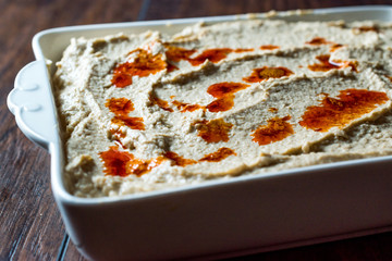 Classic Chickpea Hummus with Fried Butter Sauce.