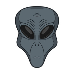 Alien face. Extraterrestrial head icon. Hand drawn humanoid. Concept of martian space invader. Vector illustration.