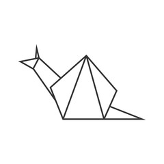 Origami snail. Geometric line shape for art of folded paper. Logo template. Vector illustration.
