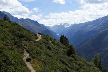 Fototapeta na wymiar Wanderweg mit Aussicht in den Alpen