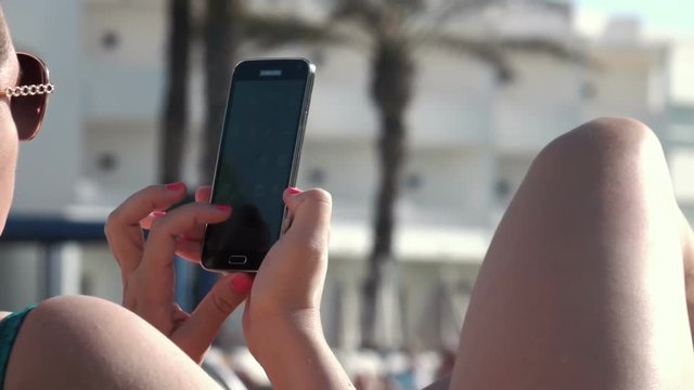 High quality video of woman using mobile phone in real 1080p slow motion 250fps