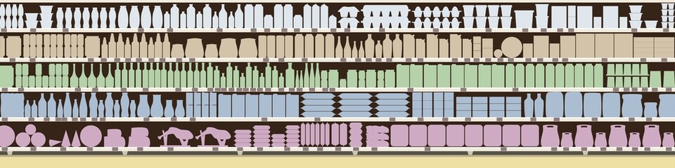 shelves of meals silhouette