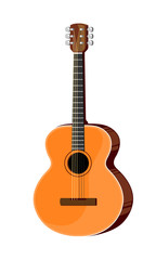 Obraz premium Classical Guitar. Flat Design Vector Illustration Of Hand Drawn Acoustic Guitar