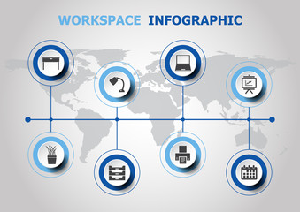 Infographic design with workspace icons