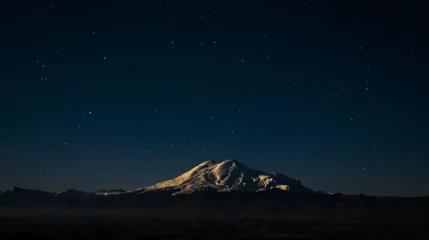 Fotobehang Night sky over Mount Elbrus - highest mount in Europe © Oleksandr