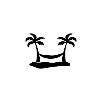 hammock between two palm trees icon