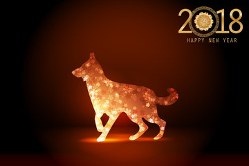 2018 Happy Chinese New Year.  Dog zodiac symbol of 2018 art vector design for greeting cards, calendars, banners or background.
