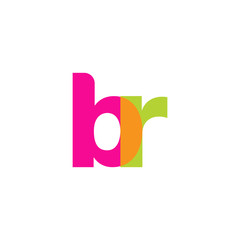 Initial letter br, overlapping transparent lowercase logo, modern magenta orange green colors