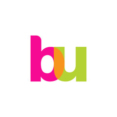 Initial letter bu, overlapping transparent lowercase logo, modern magenta orange green colors
