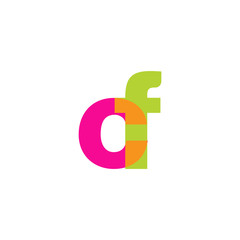 Initial letter cf, overlapping transparent lowercase logo, modern magenta orange green colors