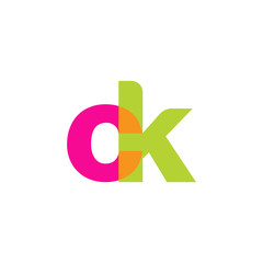 Initial letter ck, overlapping transparent lowercase logo, modern magenta orange green colors