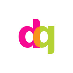 Initial letter dq, overlapping transparent lowercase logo, modern magenta orange green colors